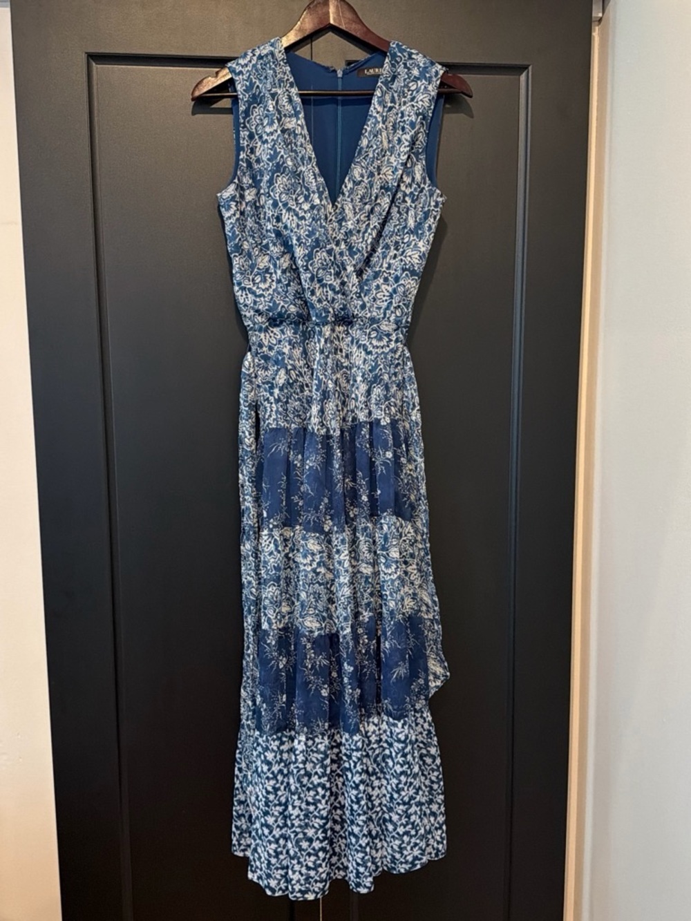 Ralph Lauren Blue Mixed Floral Maxi Dress